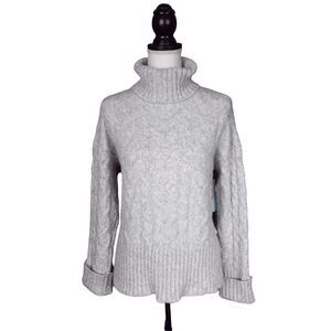 NEW NWT Witty Fox Cozy Gray Cable Knit Turtleneck Pullover Sweater Size XS